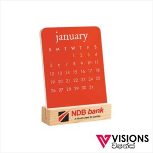 Kraft wooden calendar with branding in Sri Lanka