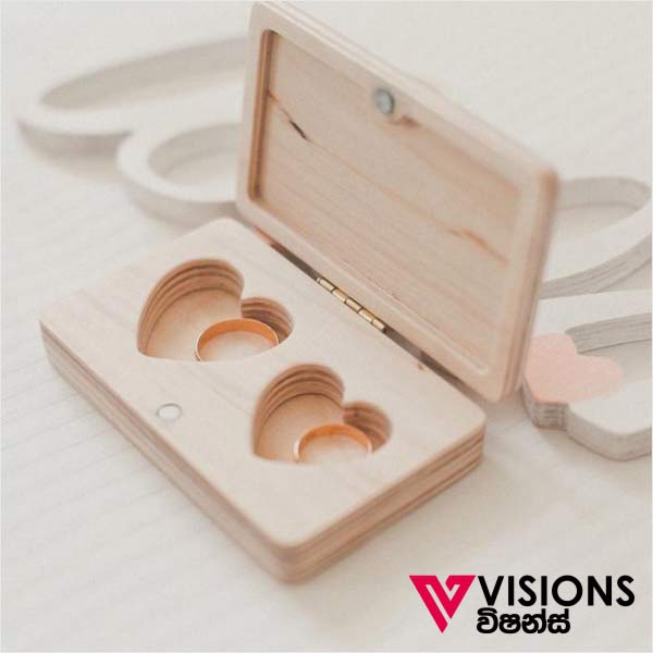 Wooden Ring Box in with Printing in Sri Lanka